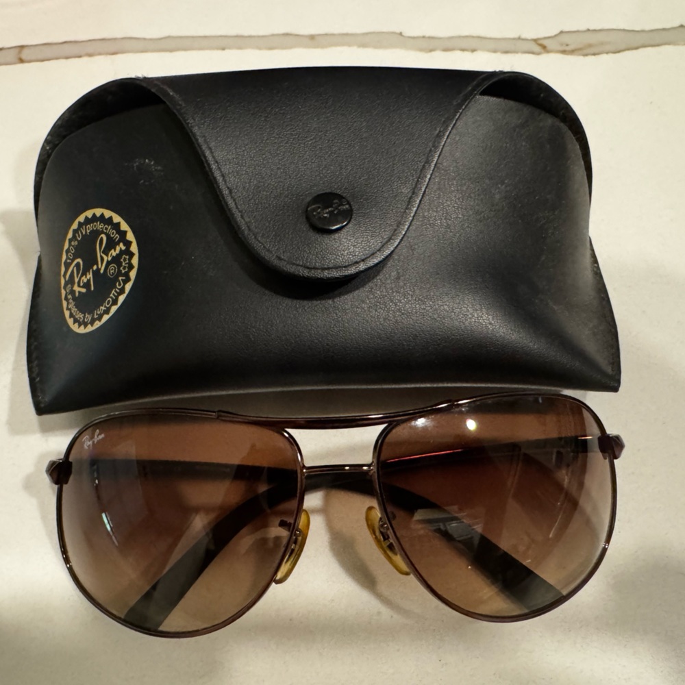 Ray-Ban Brown Aviator Sunglasses with Black Case RB 3387